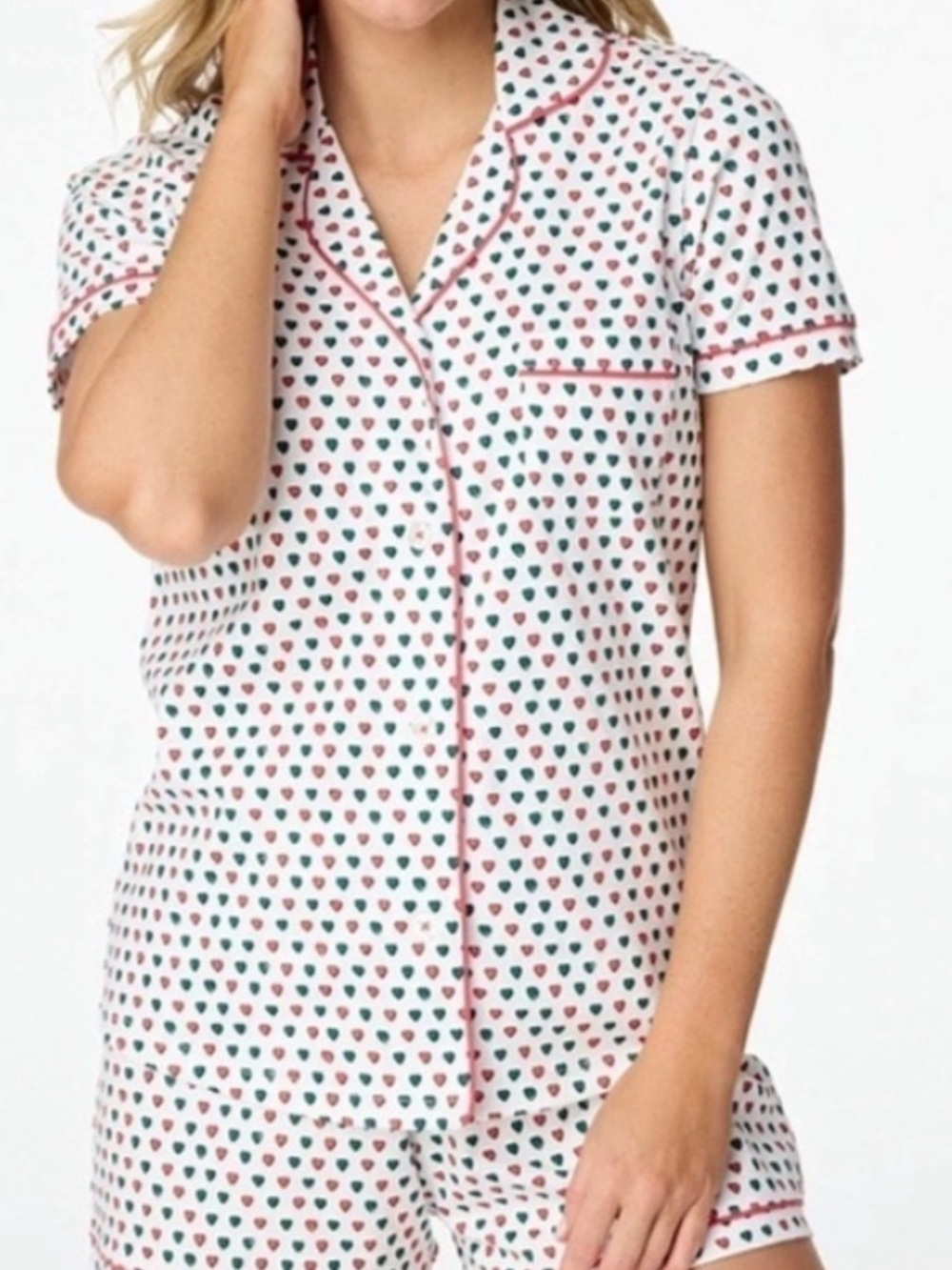 Roller Rabbit Christmas Heart-Print Pajama Top ONLY